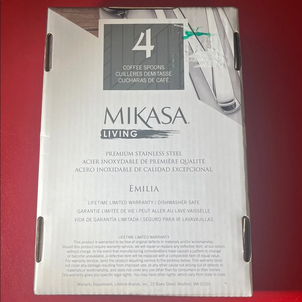 Mikasa Living Silver Coffee Spoons Emilia set of 4